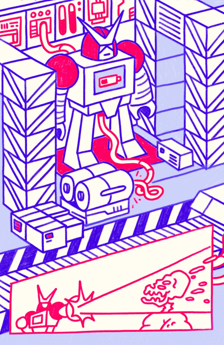 The robot factory, left half of the centerfold